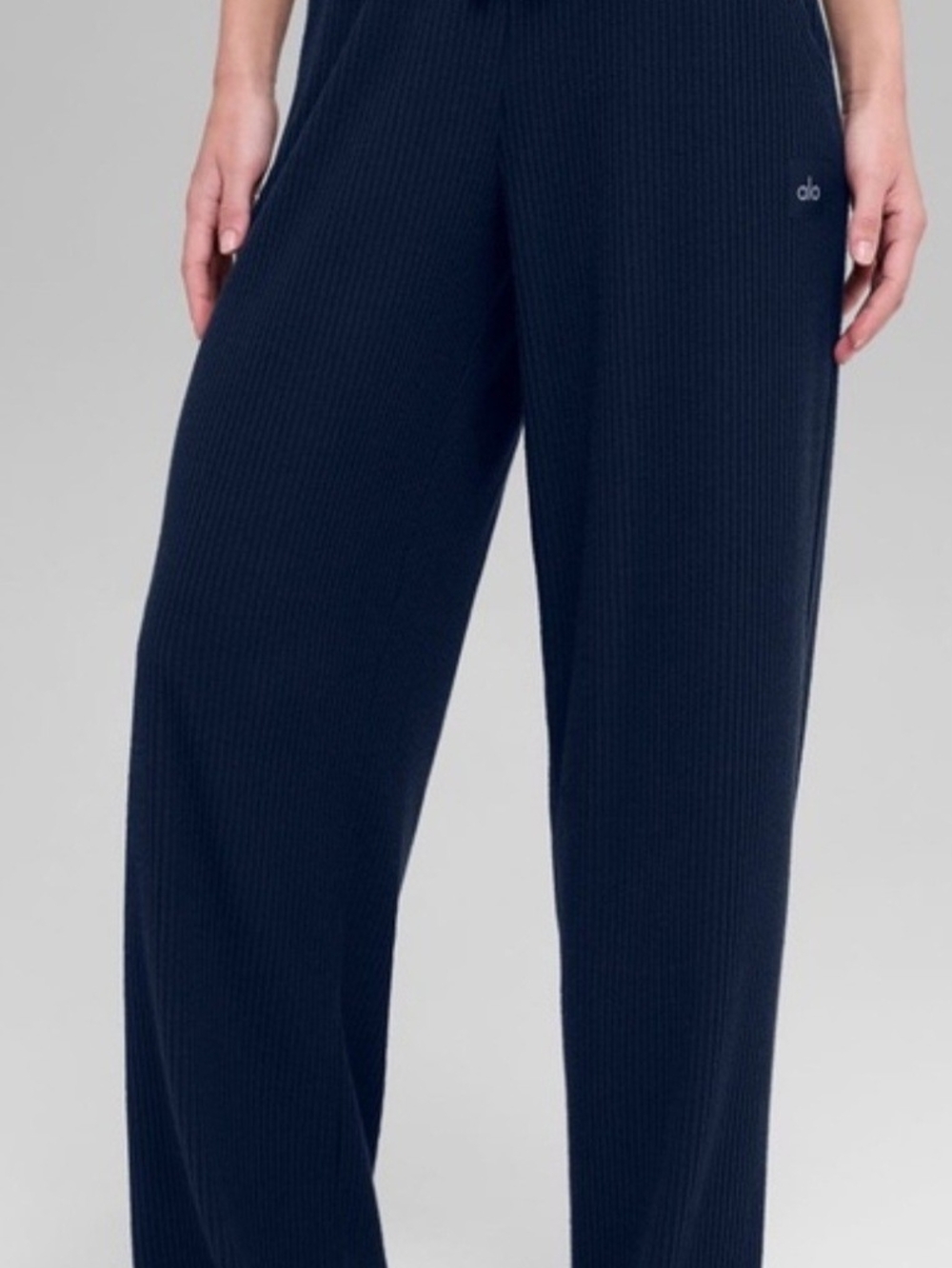 ALO Yoga NWT Navy Ribbed Wide-Leg Pants